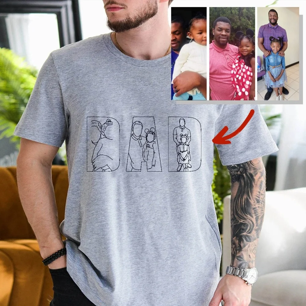 Custom Photo Outline Embroidered Sweatshirt For Father's Day - Gifts for Dad, Papa, Daddy and Grandpa