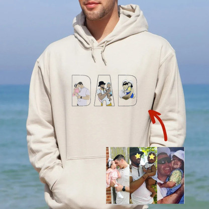 🔥Hot Sale🔥 Customize 'DAD' with Photo Embroidered- Personalized Sweatshirt with Custom Photo
