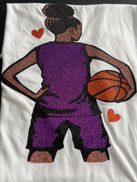 🏀 Custom Glitter T-Shirt Sweatshirt - Basketball