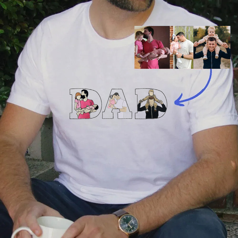 🔥Hot Sale🔥 Customize 'DAD' with Photo Embroidered- Personalized Sweatshirt with Custom Photo