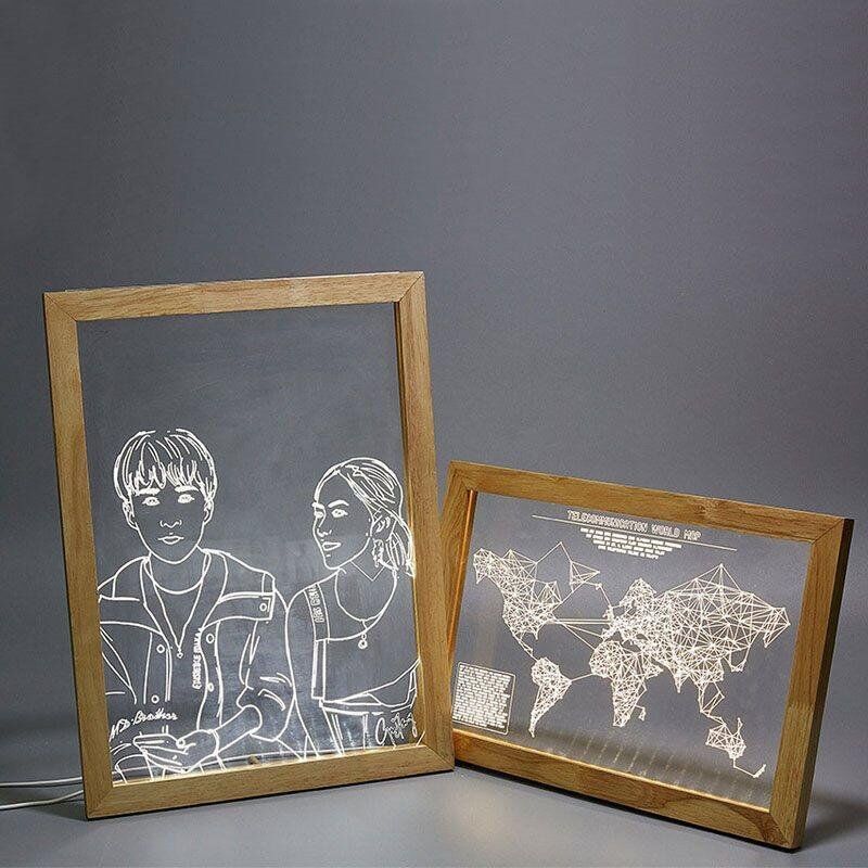 Custom Wooden Frame LED Photo Lamp