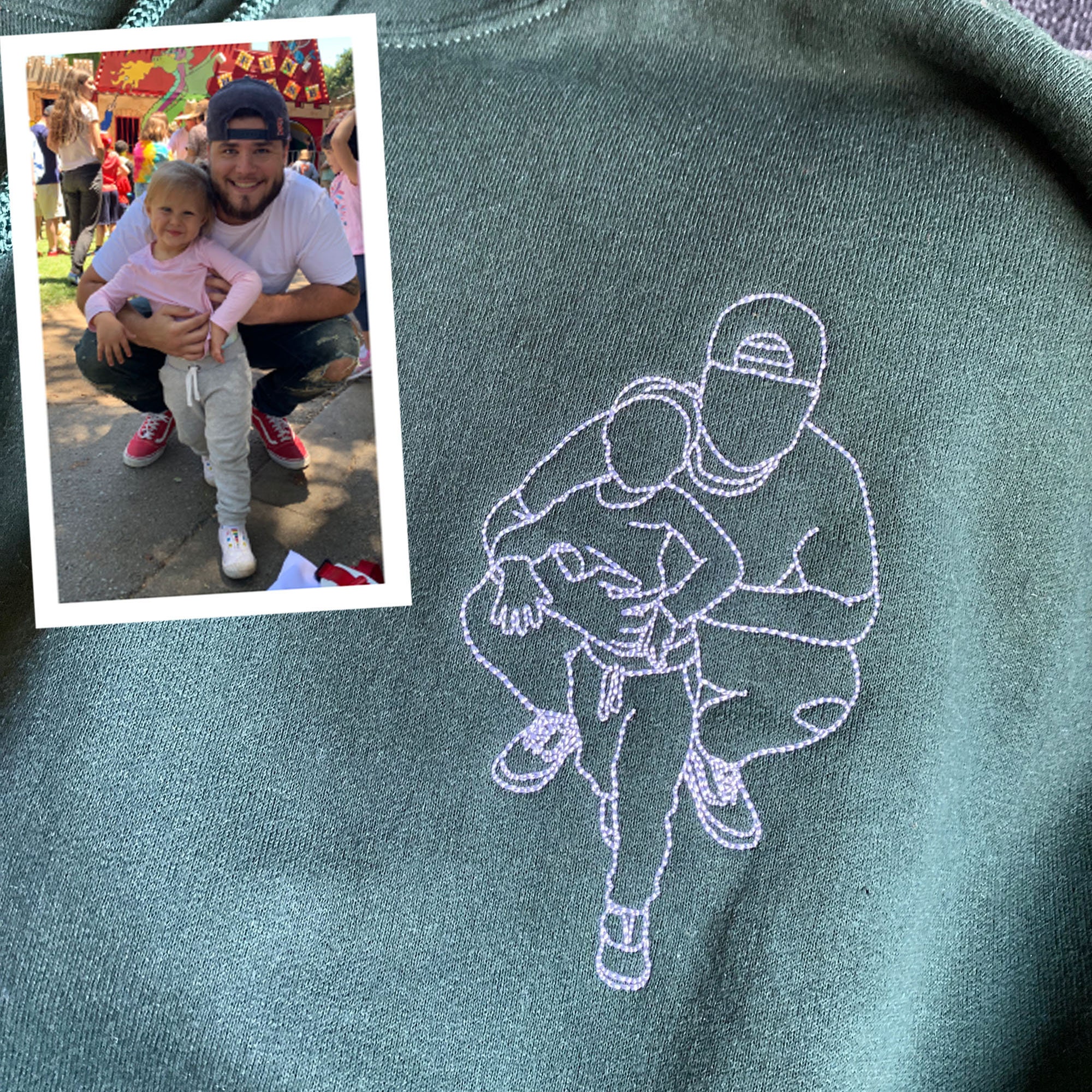 💖For Dad/Lover💖Custom Photo Shirt for Dad, Father's Day T-shirt, Personalized Dad Embroidery Shirt