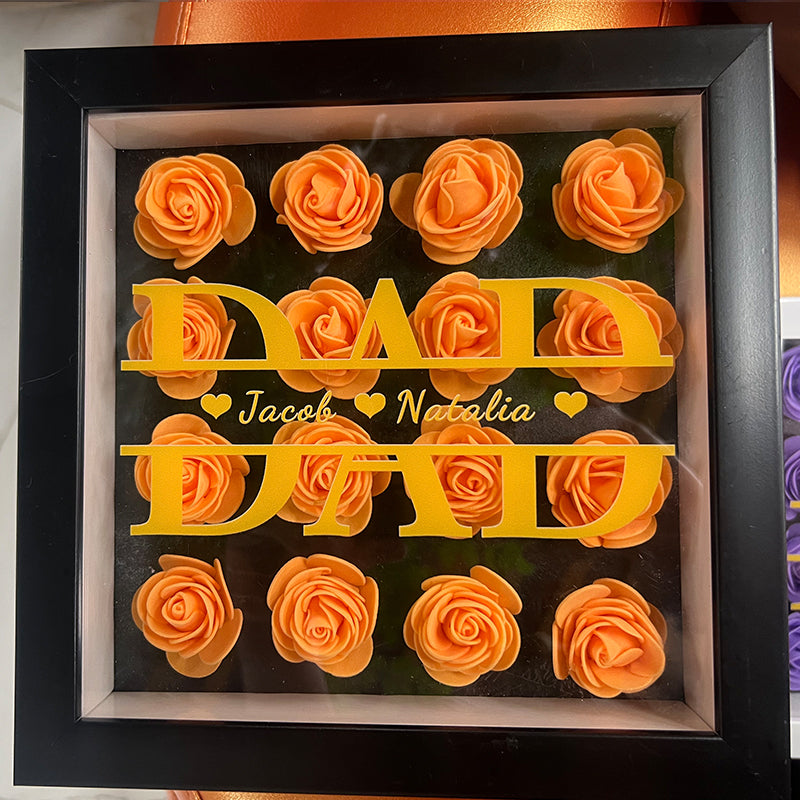 Personalized Dad Flower Shadow Box With Name For Father's Day