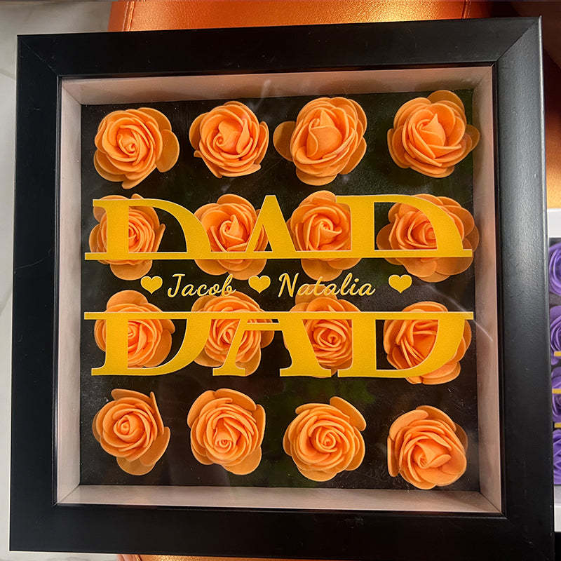 Personalized Dad Flower Shadow Box With Name For Father's Day