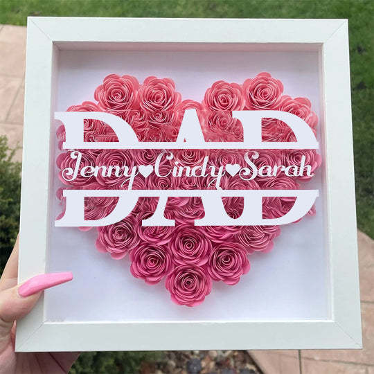 Personalized Dad Flower Shadow Box With Name For Father's Day