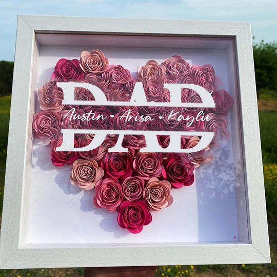 Personalized Dad Flower Shadow Box With Name For Father's Day