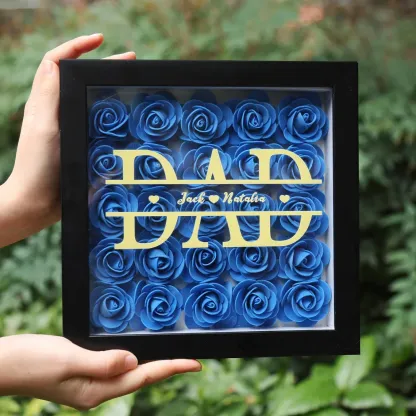 Personalized Dad & Grandpa Flower Shadow Box with Names – Father's Day