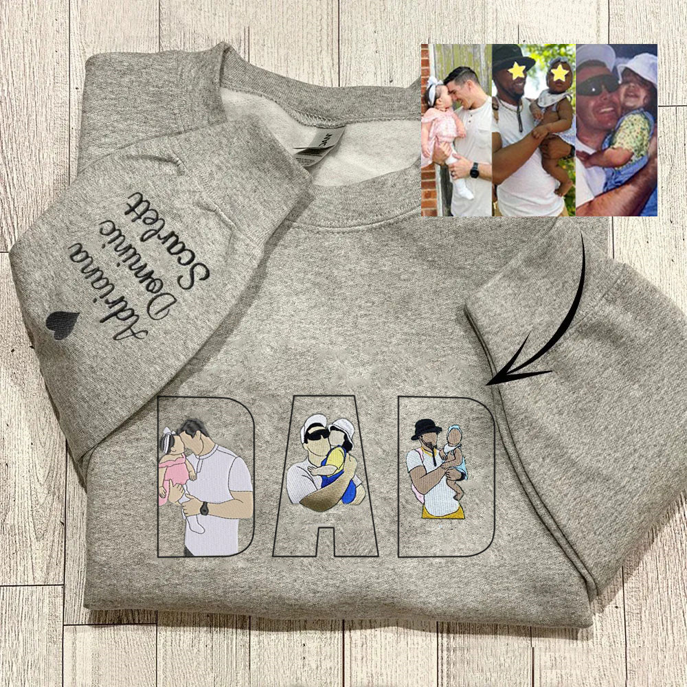 🔥Hot Sale🔥 Customize 'DAD' with Photo Embroidered- Personalized Sweatshirt with Custom Photo