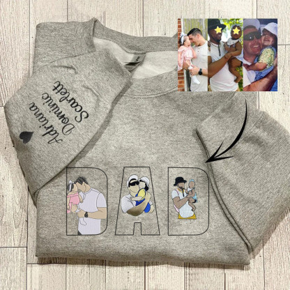 🔥Hot Sale🔥 Customize 'DAD' with Photo Embroidered- Personalized Sweatshirt with Custom Photo