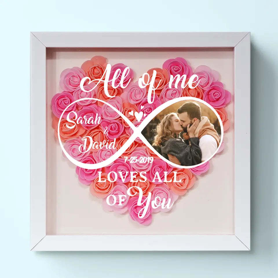 Custom Photo To Love Is To Burn, To Be On Fire - Couple Personalized Custom Flower Shadow Box - Gift For Husband Wife, Anniversary