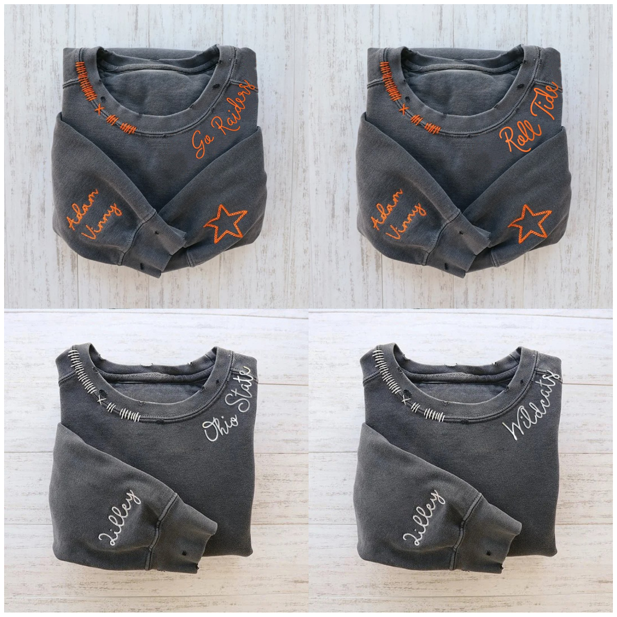 VINTAGE CUSTOM CREW-Custom Embroidered Hand Distressed Crew Neck Sweatshirt