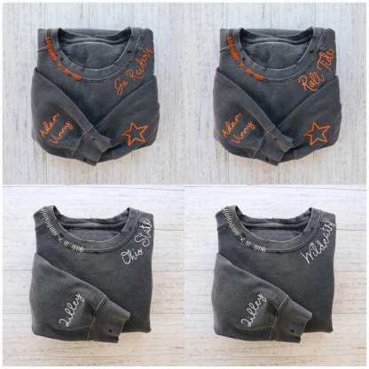 VINTAGE CUSTOM CREW-Custom Embroidered Hand Distressed Crew Neck Sweatshirt