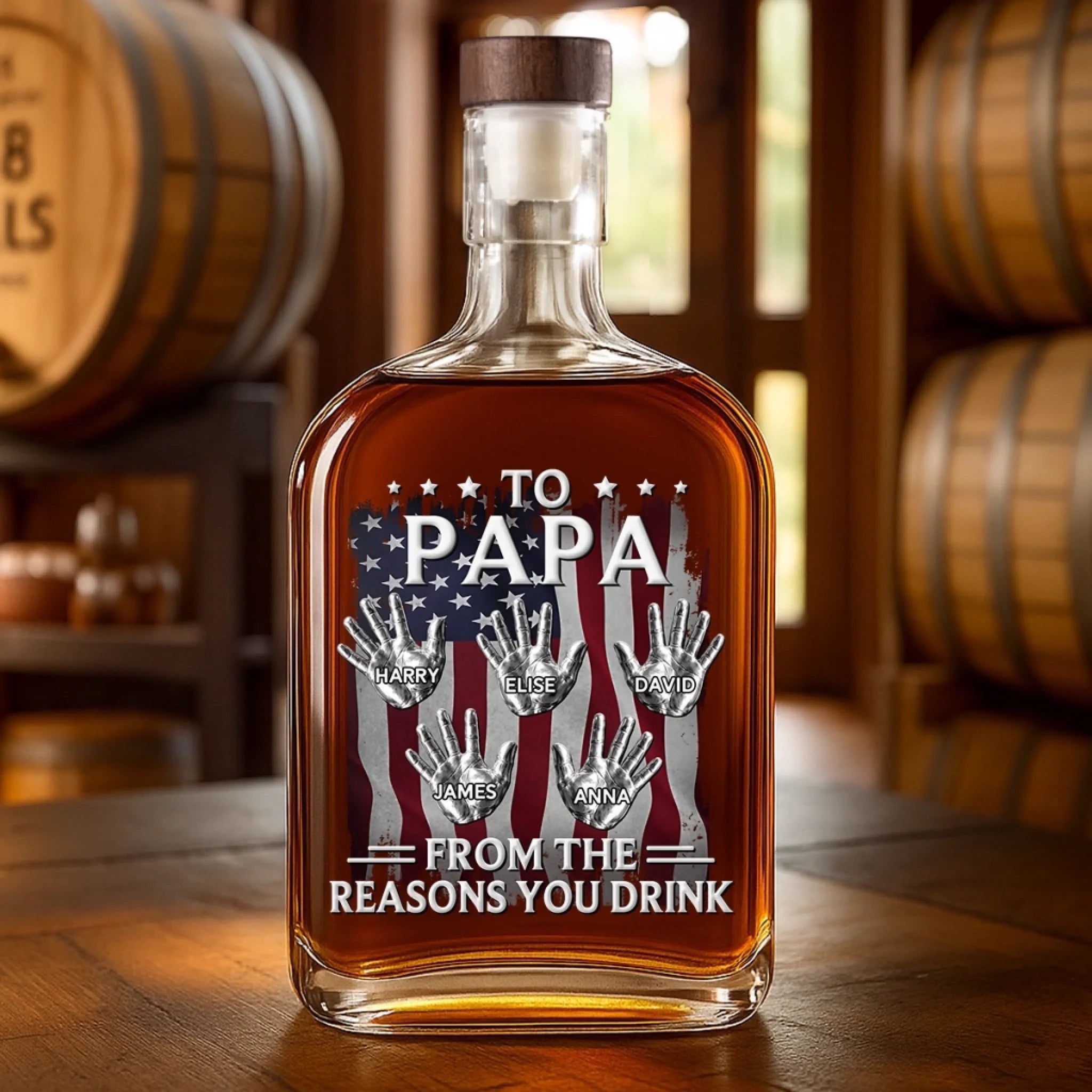 Custom Liquor Decanter - Personalized Father's Day Birthday Gifts For Dad, Grandpa - Forever Thankful For Dad