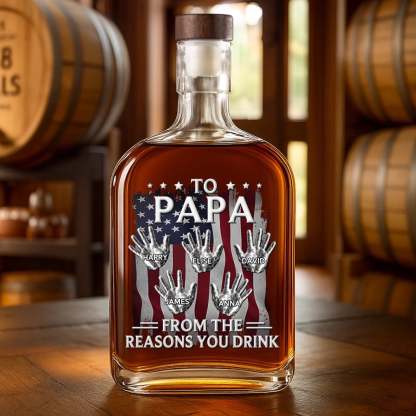 Custom Liquor Decanter - Personalized Father's Day Birthday Gifts For Dad, Grandpa - Forever Thankful For Dad