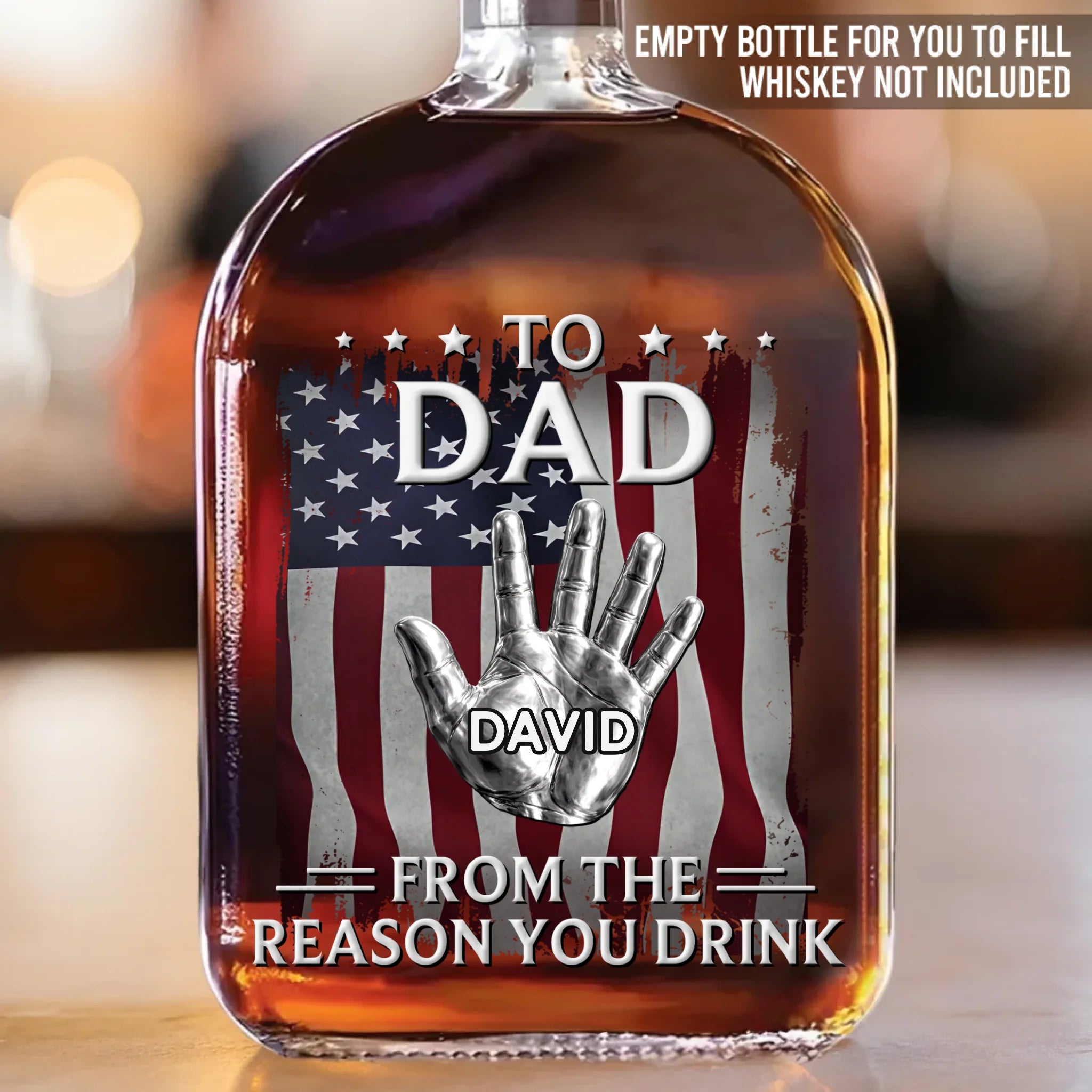 Custom Liquor Decanter - Personalized Father's Day Birthday Gifts For Dad, Grandpa - Forever Thankful For Dad
