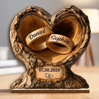 Love Never Retires – Personalized 2-Layer Wooden Plaque, Anniversary & Wedding Gift