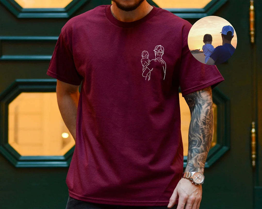 💖For Dad/Lover💖Custom Photo Shirt for Dad, Father's Day T-shirt, Personalized Dad Embroidery Shirt