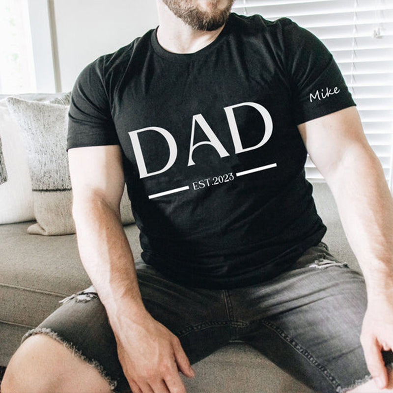 Custom Dad Est with Kids Names and Heart on Sleeve Sweatshirt