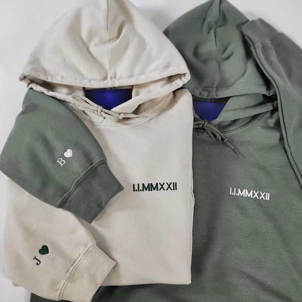 Custom Roman Numerals Hoodie – Personalized Valentine's Gift for Couples