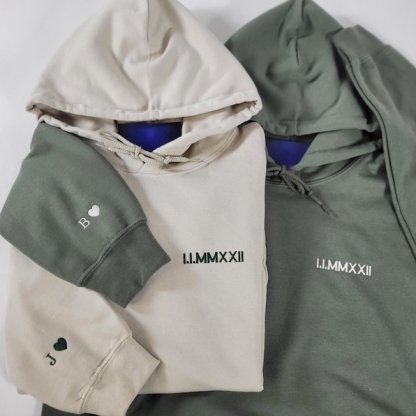 Custom Roman Numerals Hoodie – Personalized Valentine's Gift for Couples