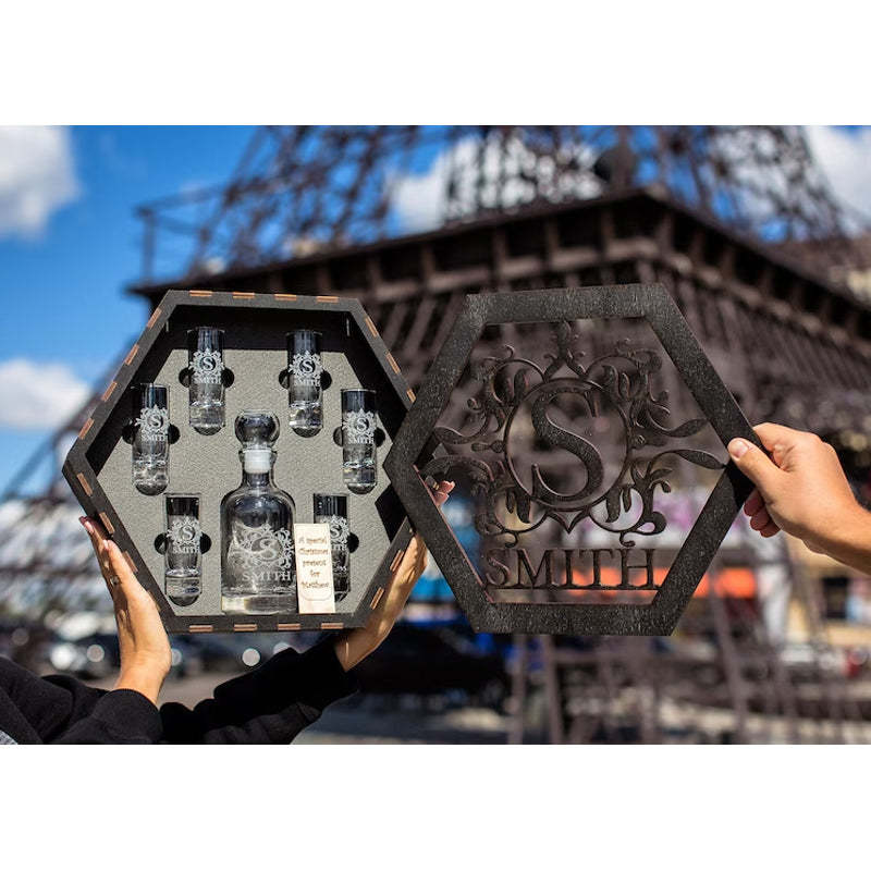 Custom Tequila Glasses Set and  Vodka Decanter Set