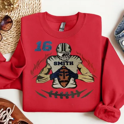 🏈 Shine on Game Day - Custom Glitter Football T-Shirt Sweatshirt