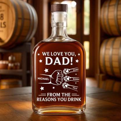 Paws Down, You’re The Best - Dog & Cat Personalized Custom Whiskey Bottle - Father's Day, Gift For Dad, Pet Owners, Pet Lovers