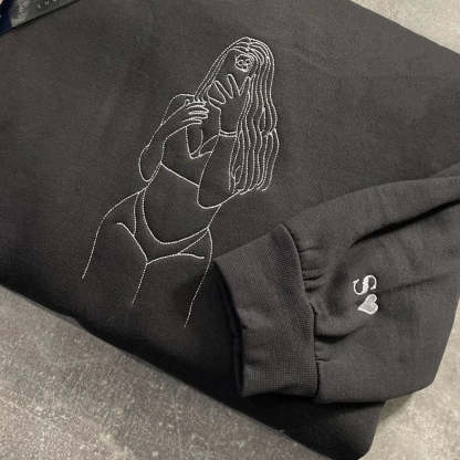 Custom Embroidered Sweatshirt – Personalized Sexy Portrait Gift for Him 💕🔥