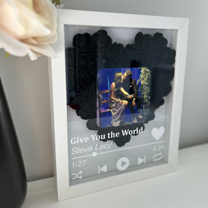 Personalized Roses Flower Shadow Box With Couple Photo For Wedding Anniversary Valentine's Day
