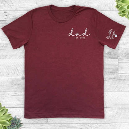 Custom Dad Est with Kids Names and Heart on Sleeve Sweatshirt