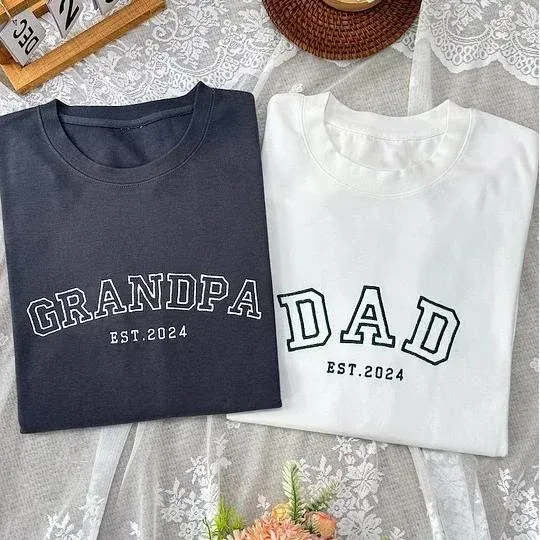 Custom Embroidered DAD & Grandpa Sweatshirt With Name On Sleeve, Father's Day Gift