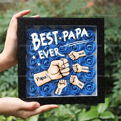 Best Dad Ever - Personalized Dad & Grandpa Flower Shadow Box with Names