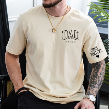 Dad's Pride-Custom Dad Shirt with Kids Names On Sleeve