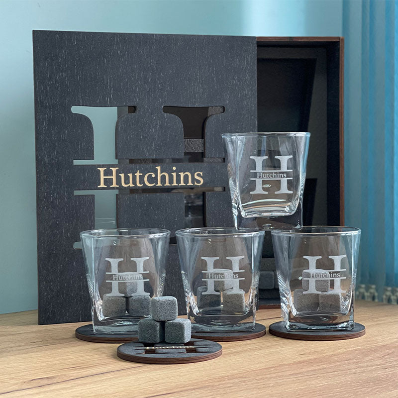 Personalized Whiskey Glasses Set, Whiskey Drinking Glasses Gift