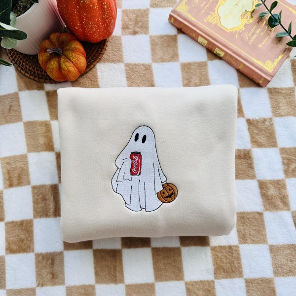 Custom Embroidered Ghost Drinking Sweatshirt