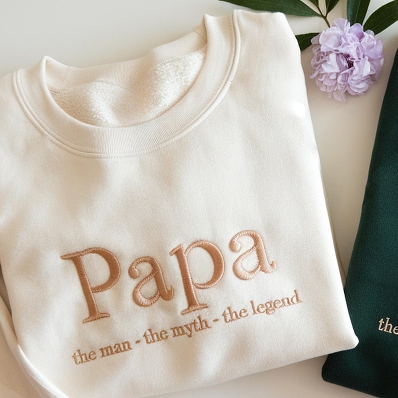 Personalized DAD Embroidered Sweatshirt With Names On Sleeve - Custom for Father's Day