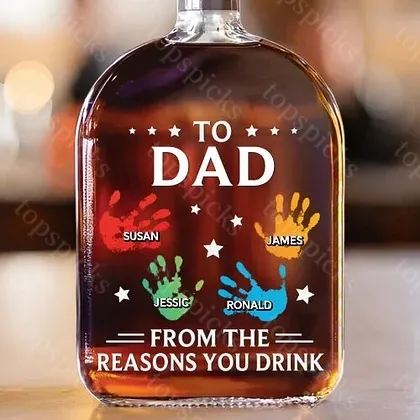 To My First And Forever Hero - Family Personalized Custom Whiskey Bottle - Father's Day, Gift For Dad, Grandpa