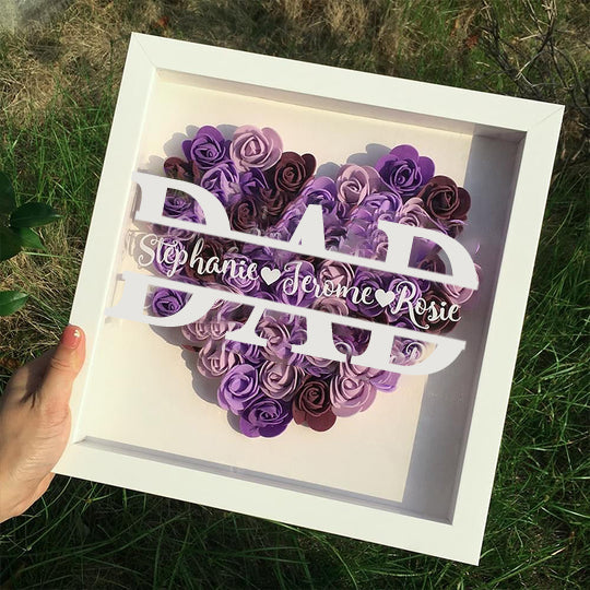 Personalized Dad Flower Shadow Box With Name For Father's Day