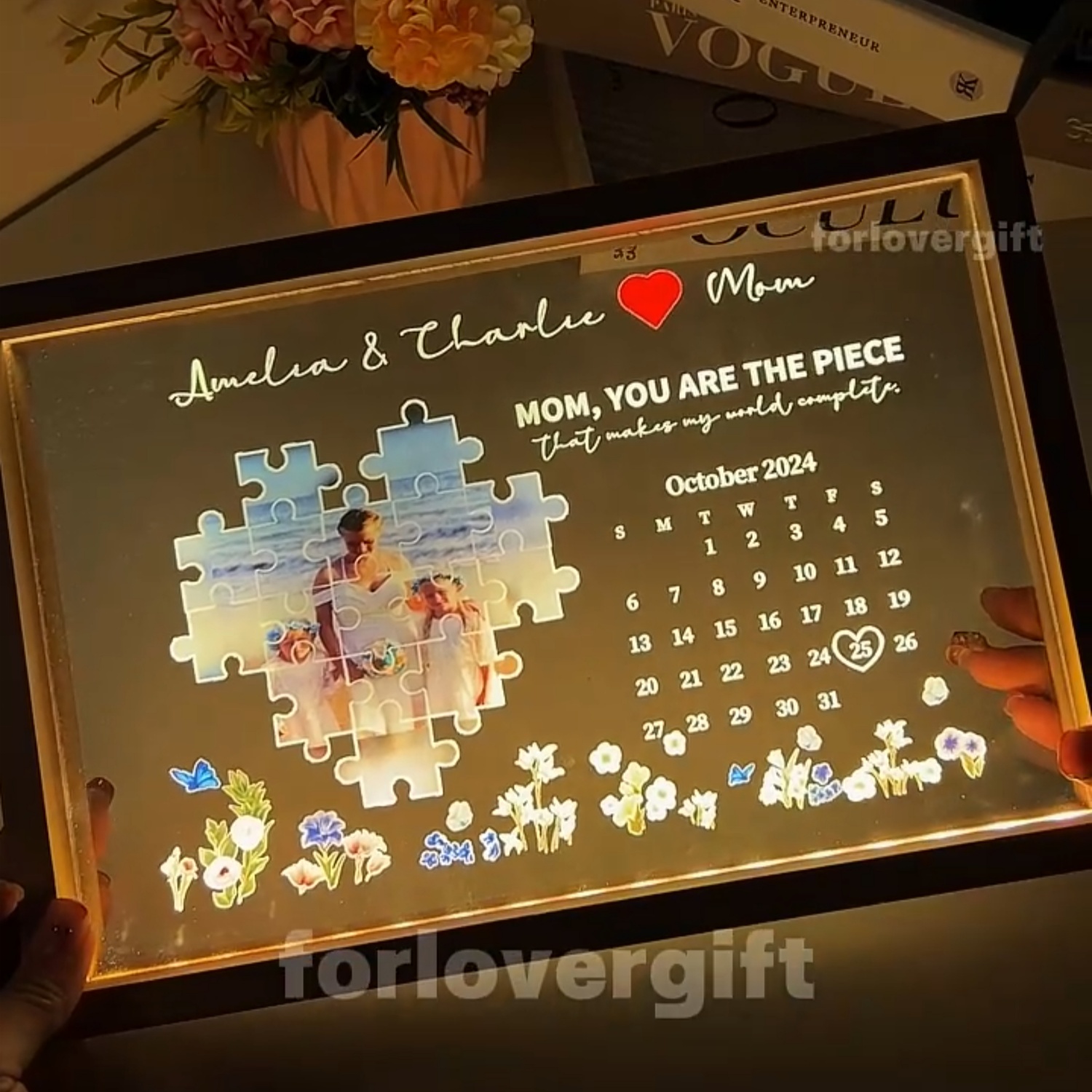 This Is The Day You Become A Mum Light Frame Personalized Gift