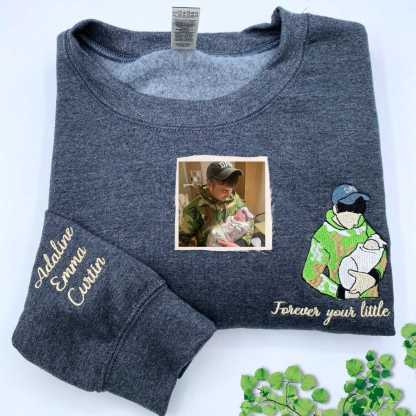 Personalized Gifts for Dad and Mom with Embroidered Photo Portrait, Kids Names on Sleeve