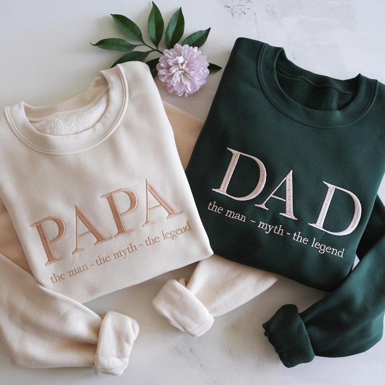 Personalized DAD & PAPA Embroidered Sweatshirt, Custom Father's Day Gift