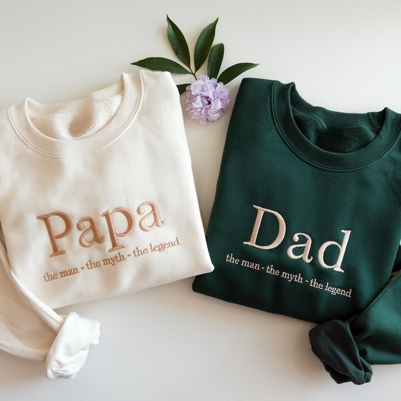Personalized DAD Embroidered Sweatshirt With Names On Sleeve - Custom for Father's Day