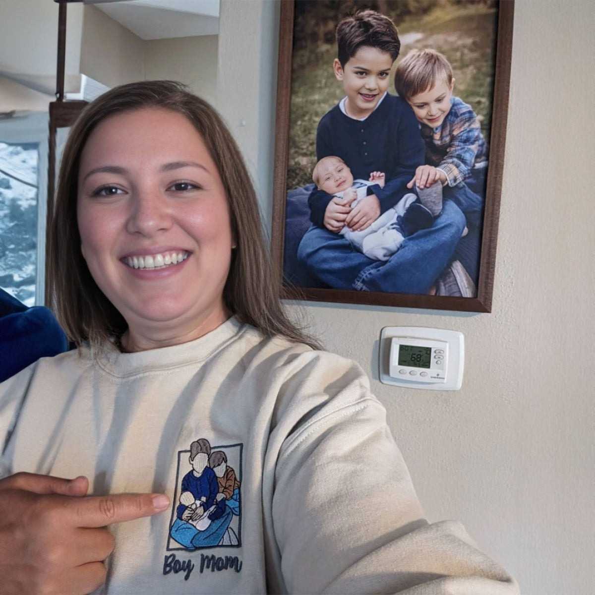 Personalized Gifts for Dad and Mom with Embroidered Photo Portrait, Kids Names on Sleeve
