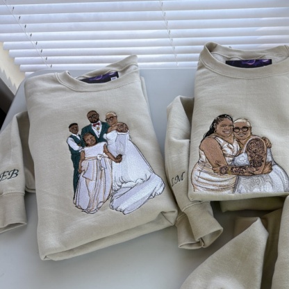 Custom Embroidered Portrait Sweatshirt – Personalized Photo & Roman Numerals