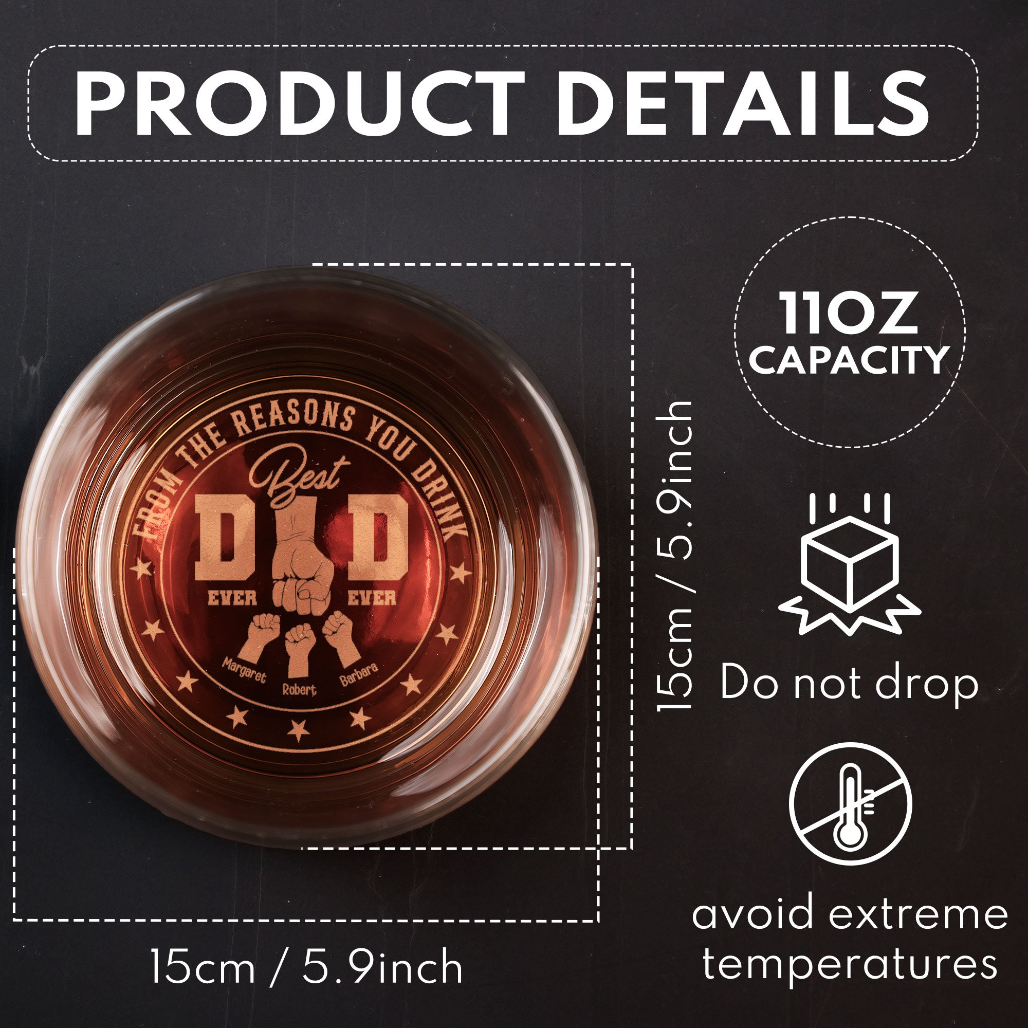 Best Dad Ever Ever From The Reasons You Drink - Personalized Engraved Whiskey Glass