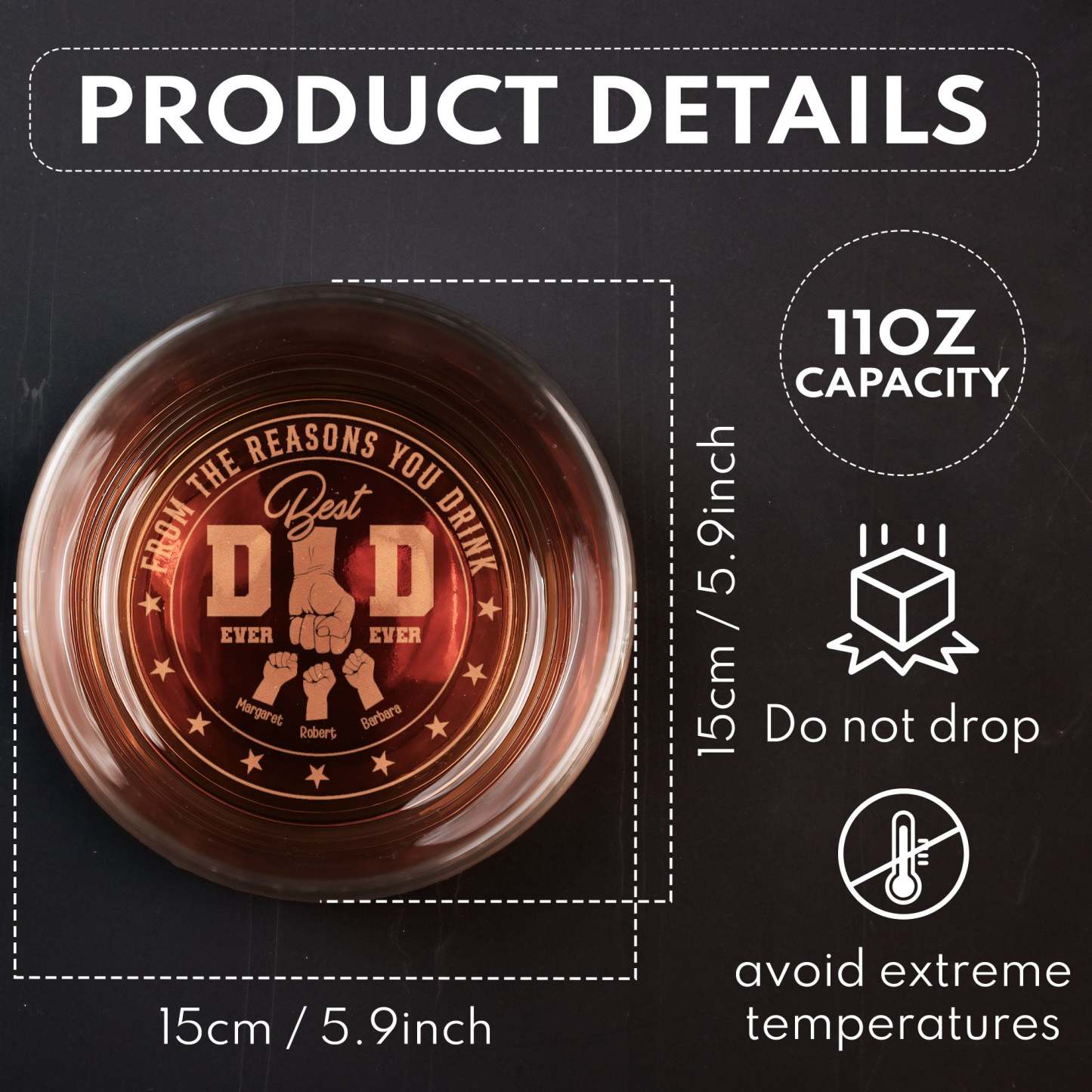 Best Dad Ever Ever From The Reasons You Drink - Personalized Engraved Whiskey Glass