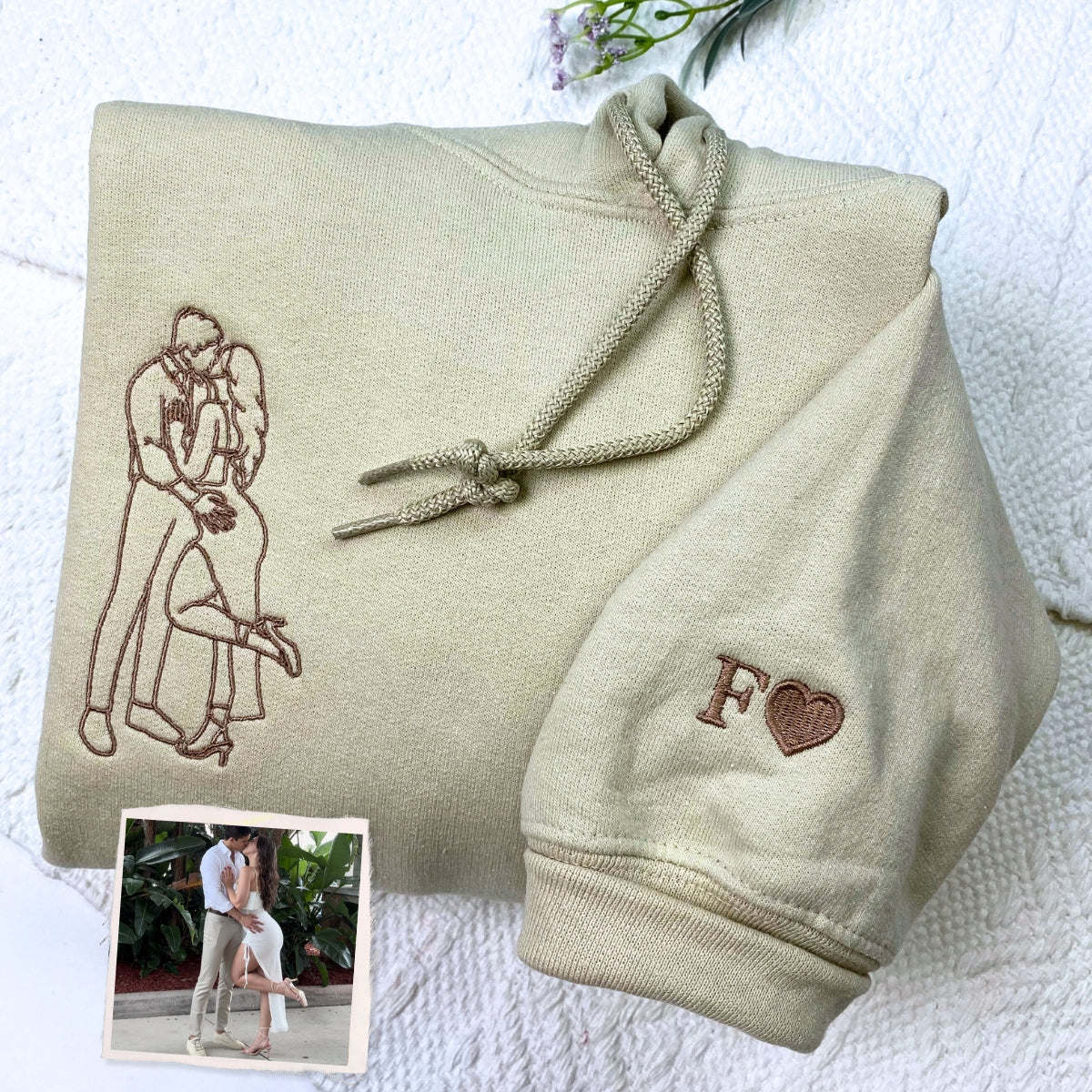 Custom Embroidered Portrait from Your Photo - Custom Portrait Couple Sweatshirt