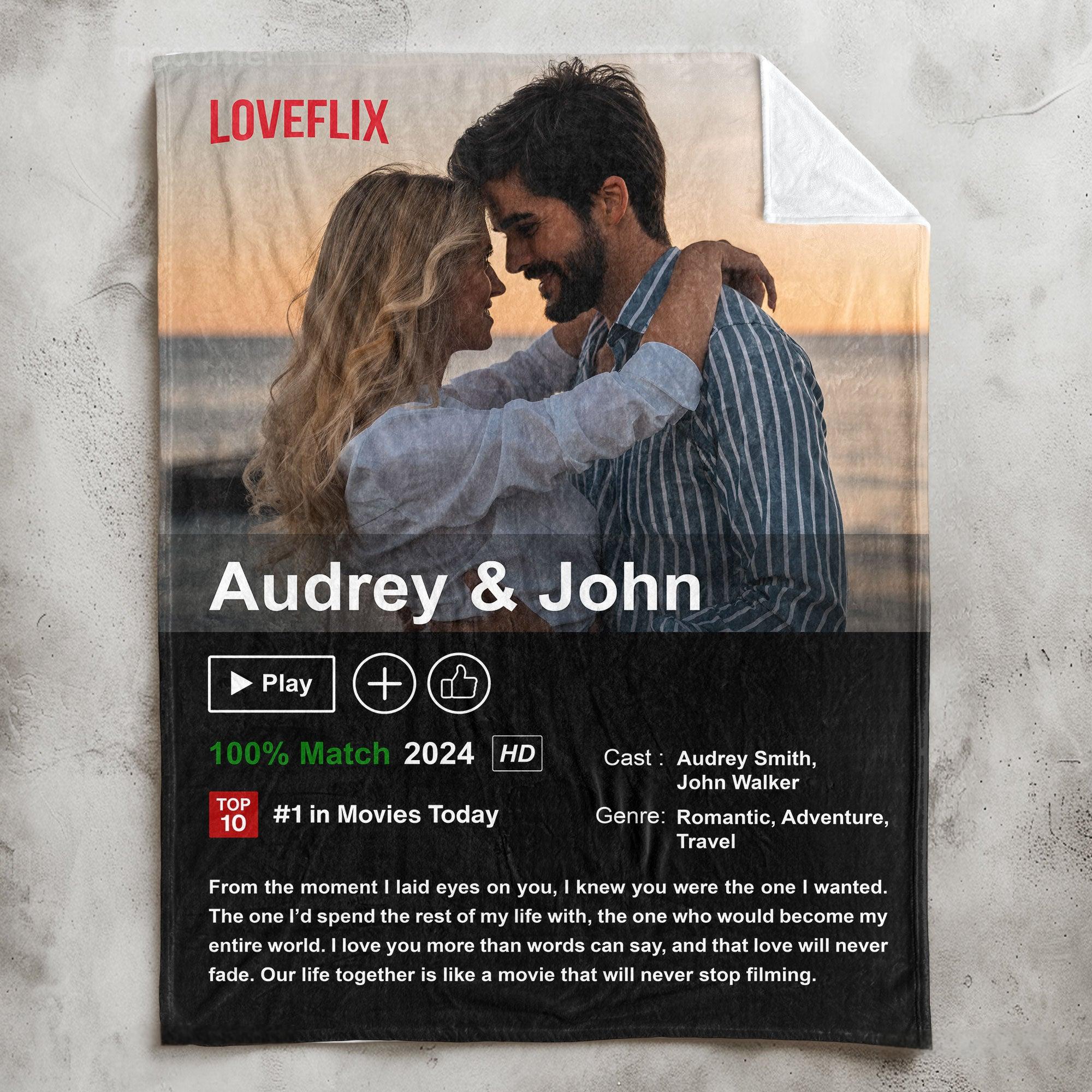 50%OFF⭐️Custom LOVEFLIX Movie Photo Blanket with Your Love Story
