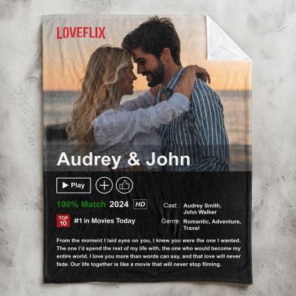 50%OFF⭐️Custom LOVEFLIX Movie Photo Blanket with Your Love Story