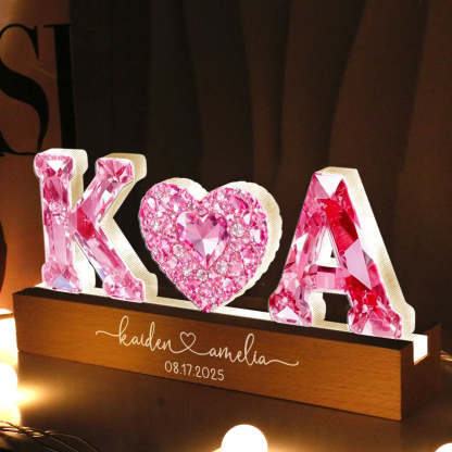 Couple Love Initial - Personalized Acrylic Block LED Night Light - Sentimental Anniversary, Valentine's Day Gift for her, for him